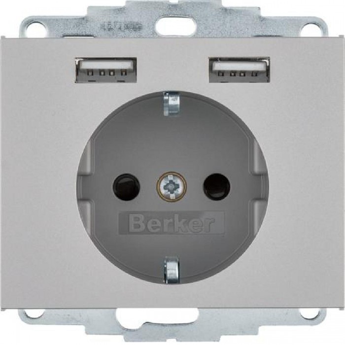 Πρίζα Σούκο Με Θύρες USB Inox K.5 BERKER