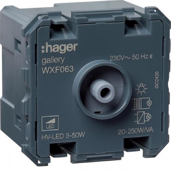 Μηχανισμός Dimmer Πατητό 2 Στοιχείων Universal WXF063 HAGER