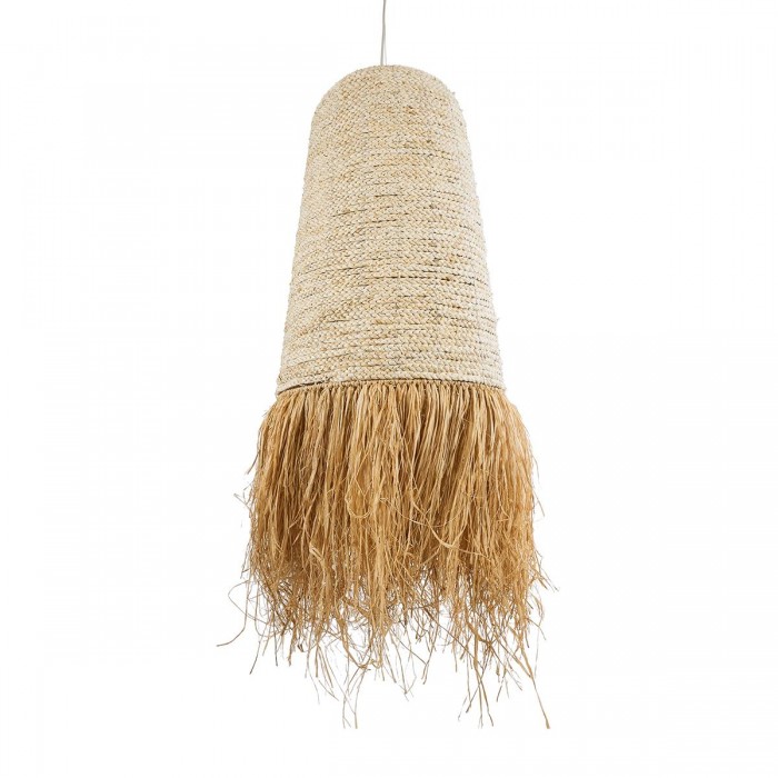 GloboStar® LETA 02171 Boho Κρεμαστό Φωτιστικό Πλέγμα Μονόφωτο 1 x E27 IP20 Μπεζ Ράφια - Μ50 x Π50 x Υ150cm