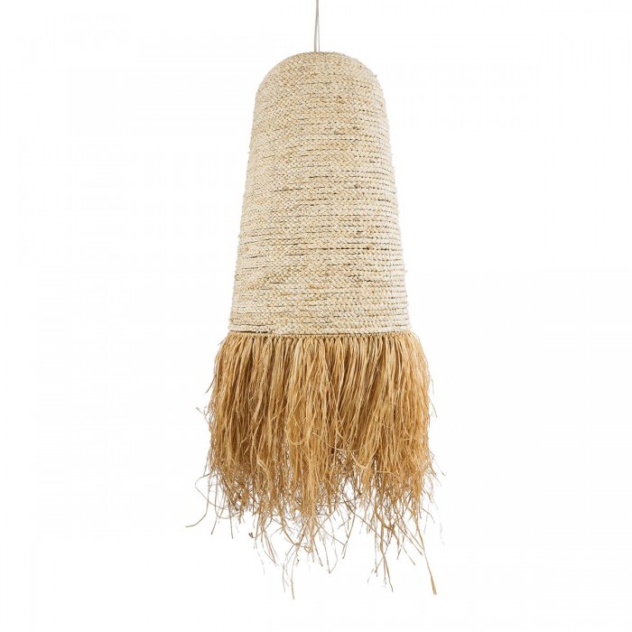 GloboStar® LETA 02171 Boho Κρεμαστό Φωτιστικό Πλέγμα Μονόφωτο 1 x E27 IP20 Μπεζ Ράφια - Μ50 x Π50 x Υ150cm