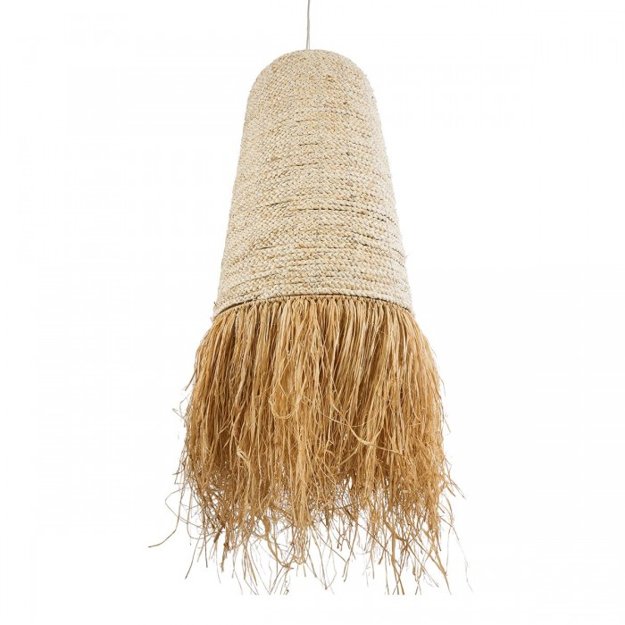 GloboStar® LETA 02171 Boho Κρεμαστό Φωτιστικό Πλέγμα Μονόφωτο 1 x E27 IP20 Μπεζ Ράφια - Μ50 x Π50 x Υ150cm