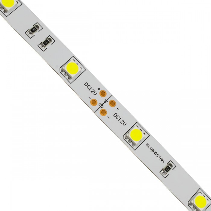 GloboStar® 70010 Ταινία LED SMD 5050 5m 7.2W/m 30LED/m 792lm/m 120° DC 12V IP20 Ψυχρό Λευκό 6000K