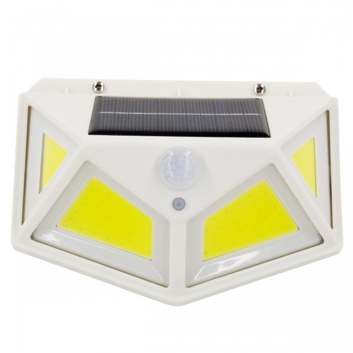 GloboStar® 71497 Αυτόνομο Ηλιακό Φωτιστικό LED COB 10W 1000lm με Ενσωματωμένη Μπαταρία 1200mAh - Φωτοβολταϊκό Πάνελ με Αισθητήρα Ημέρας-Νύχτας και PIR Αισθητήρα Κίνησης Αδιάβροχο IP65 Ψυχρό Λευκό 6000K