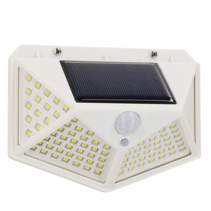 GloboStar® 71498 Αυτόνομο Ηλιακό Φωτιστικό LED SMD 10W 1000lm με Ενσωματωμένη Μπαταρία 1200mAh - Φωτοβολταϊκό Πάνελ με Αισθητήρα Ημέρας-Νύχτας και PIR Αισθητήρα Κίνησης Αδιάβροχο IP65 Ψυχρό Λευκό 6000K