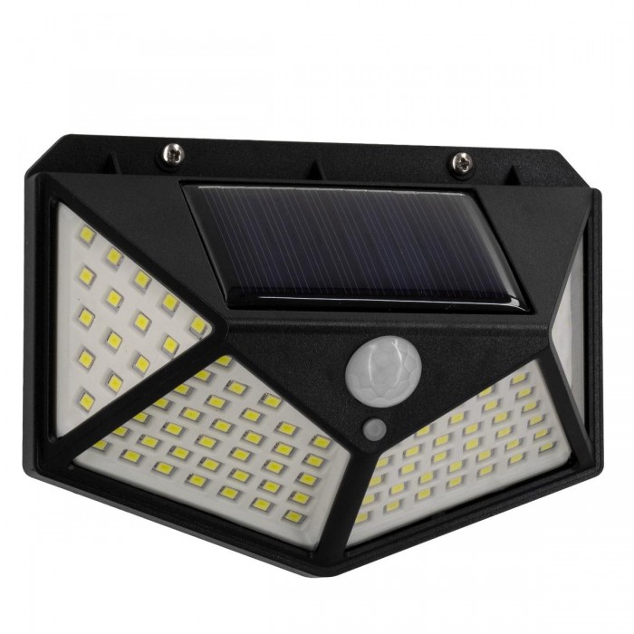 GloboStar® 71499 Αυτόνομο Ηλιακό Φωτιστικό LED SMD 10W 1000lm με Ενσωματωμένη Μπαταρία 1200mAh - Φωτοβολταϊκό Πάνελ με Αισθητήρα Ημέρας-Νύχτας και PIR Αισθητήρα Κίνησης Αδιάβροχο IP65 Ψυχρό Λευκό 6000K