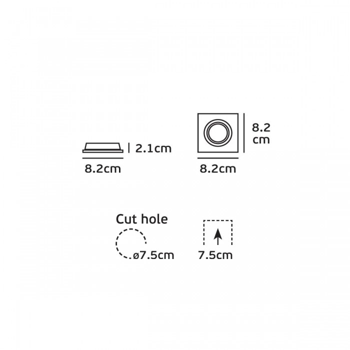  VK/03011G/C - Σποτ τετράγωνο, κινητό, GU10/PAR16, Max12W (LED), IP20, 8.2x8.2x2.1cm, χρώμιο