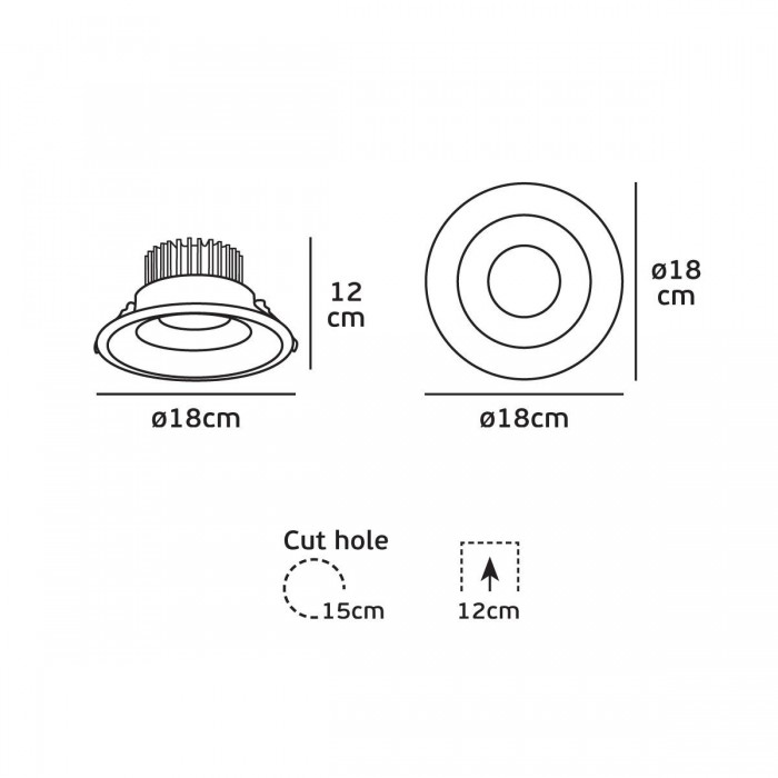  VK/04149/W/W/24 - Χωνευτό κινητό σποτ led, 15W, 3000K, 1.350lm, 24°, IP65, ø18x12cm, λευκό