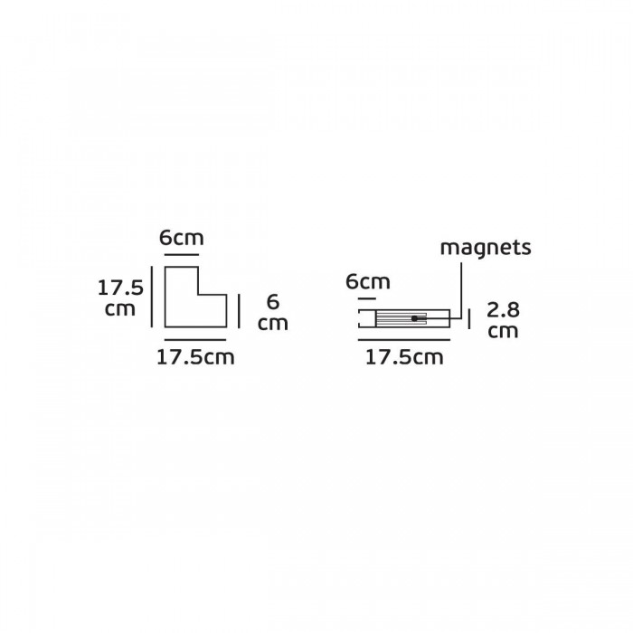 VK/04363/S/B/IC - KONA, Εσωτερική γωνία για μαγνητική ράγα οροφής, 48V, μαύρη