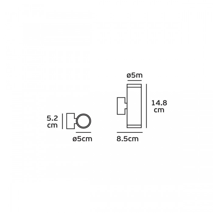 VK/01093/ABS - Φωτιστικό τοίχου, 240V, 2xGU10, 2x12W (LED), IP65, ø5x14.8x8.5cm, μπρονζέ