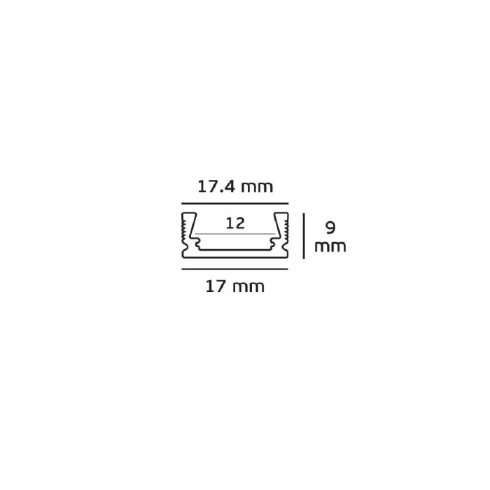 VK/01/AL - Προφίλ αλουμινίου για LED ταινίες, IP20.  2000x17.4x9mm
