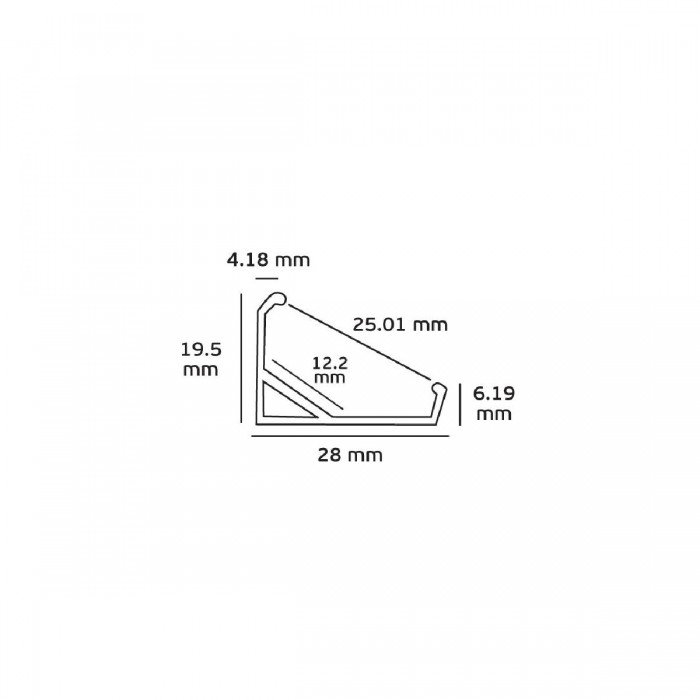 VK/06/AL - Προφίλ αλουμινίου γωνιακό, για LED ταινίες, IP20. Aλουμίνιο. 2000x28x19.5mm