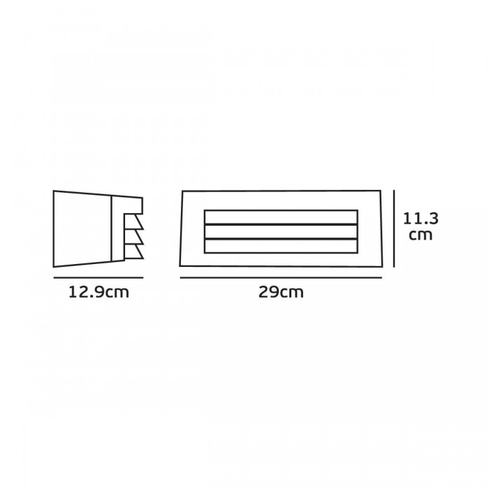 VK/01001/G - Φωτιστικό Τοίχου, 240V, Ε27/A60, Max 20W, IP54, 29x11.3x12.9cm, γκρι