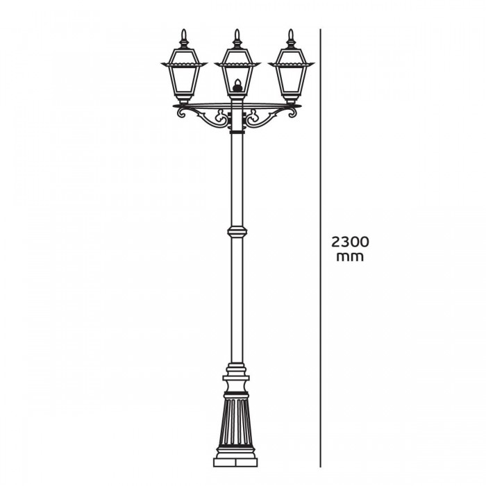 VK/01035/GB - Κολώνα τρίφωτο φανάρι, 3xE27, MAX 3x60W