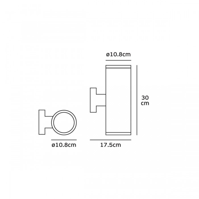 VK/01059/AN - Φωτιστικό τοίχου, Up/down, 240V, 2xE27/Par30, Max2x20W (LED), IP54, ø10.8x30x17.5cm, ανθρακί