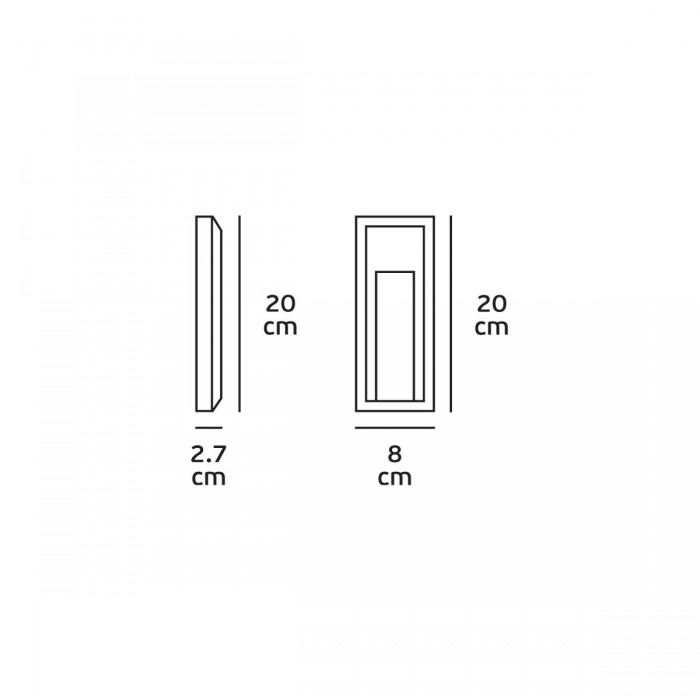 VK/02021/G/D - Φωτιστικό Led τοίχου, 220-240V, 1W, 6000K, 70lm, CRI>80, IP65, 8x20x2.7cm, γκρι 