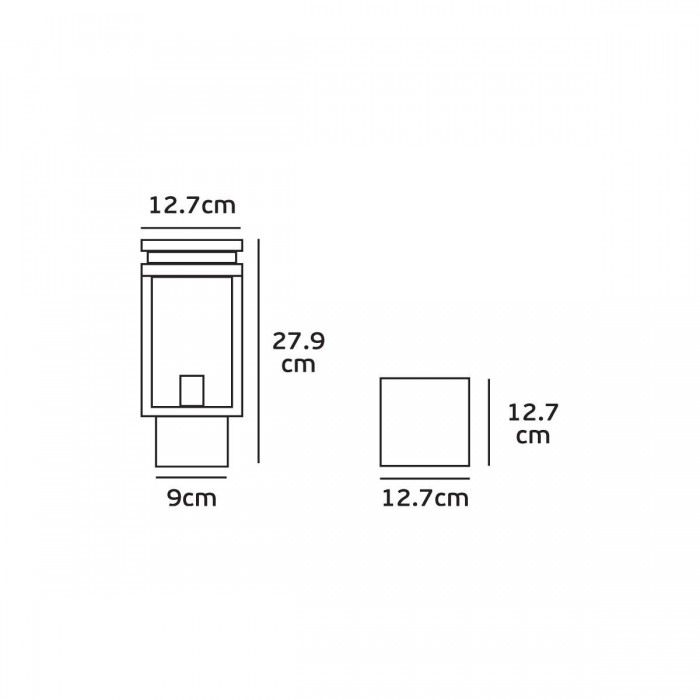 VK/03066/28/B - Φωτιστικό φανάρι δαπέδου, 240V, Ε27, Max 20W (LED), IP33, 12.7x12.7x27.9cm, μαύρο