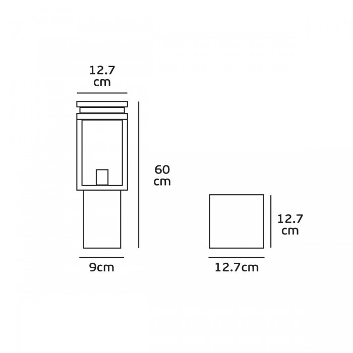 VK/03066/60/B - Φωτιστικό φανάρι δαπέδου, 240V, Ε27, Max 20W (LED), IP33, 12.7x12.7x60cm, μαύρο