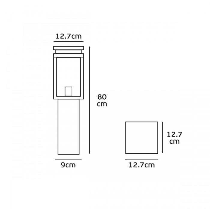 VK/03066/80/B - Φωτιστικό φανάρι δαπέδου, 240V, Ε27, Max 20W (LED), IP33, 12.7x12.7x80cm, μαύρο