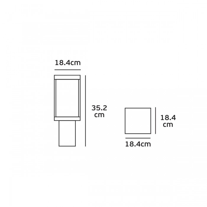 VK/03067/35/B - Φωτιστικό φανάρι δαπέδου, 240V, Ε27, Max 20W (LED), IP33, 18.4x18.4x35.2cm, μαύρο