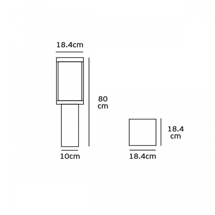 VK/03067/80/B - Φωτιστικό φανάρι δαπέδου, 240V, Ε27, Max 20W (LED), IP33, 18.4x18.4x80cm, μαύρο