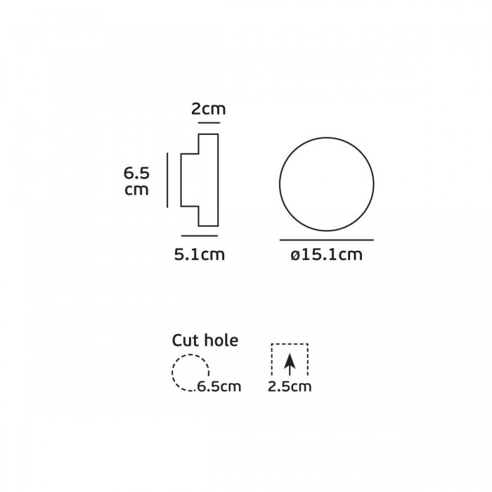 VK/02053/W/W - Φωτιστικό Led τοίχου, 220-240V, 9W, 3000K, 891lm, CRI>80, IP54, ø15.1x5.1cm, λευκό