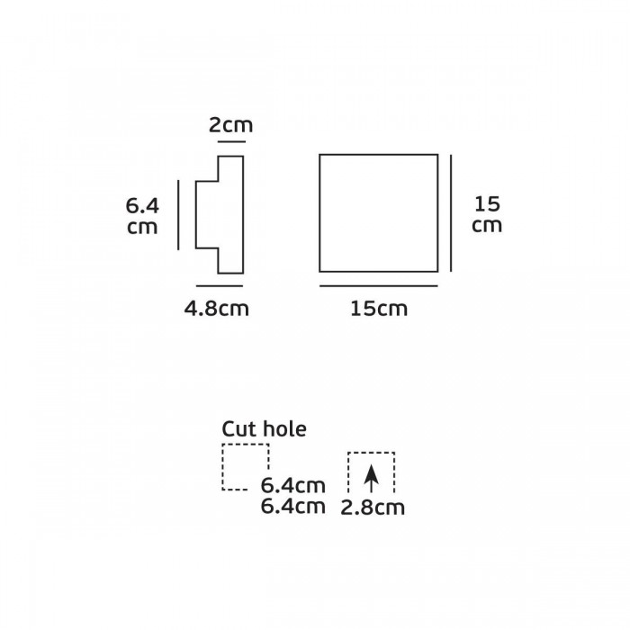 VK/02054/W/W - Φωτιστικό Led τοίχου, 100-240V, 9W, 3000K, 891lm, CRI>80, IP54, 15x15x4.8cm, λευκό