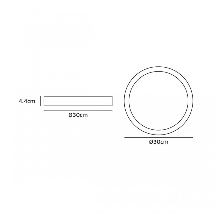 VK/02063/G/C - Φωτιστικό Led οροφής, 230V, 18W, 4000K, 2.400lm, 120°, CRI>80, IP65, ø30x4.4cm, γκρι