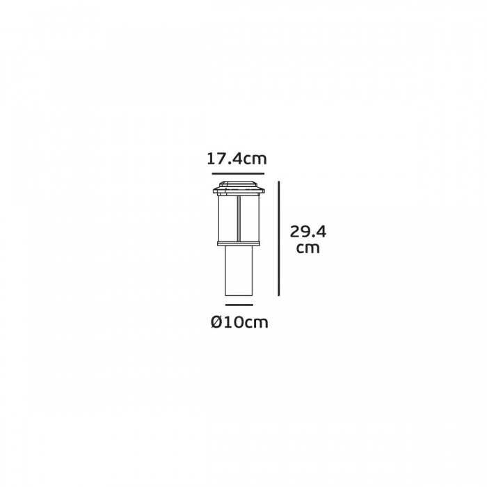 VK/03203/30/B - Φωτιστικό φανάρι δαπέδου, 230V, Ε27, Max 20W (LED), IP23, 17.4x29.4cm, μαύρο