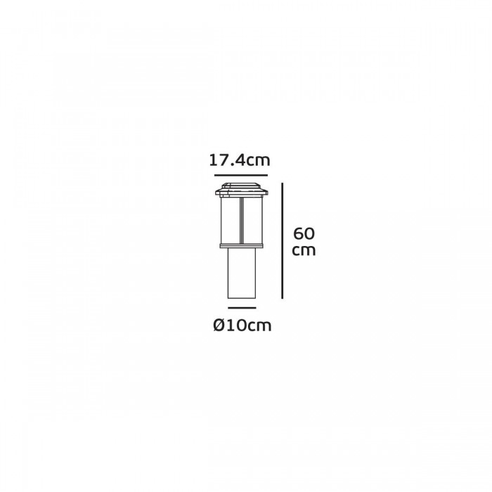 VK/03203/60/B - Φωτιστικό φανάρι δαπέδου, 230V, Ε27, Max 20W (LED), IP23, 17.4x60cm, μαύρο