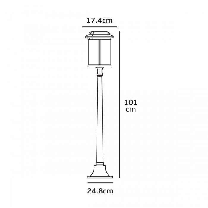 VK/03203/100/B - Φωτιστικό φανάρι δαπέδου, 230V, Ε27, Max 20W (LED), IP23, 24.8x101cm, μαύρο